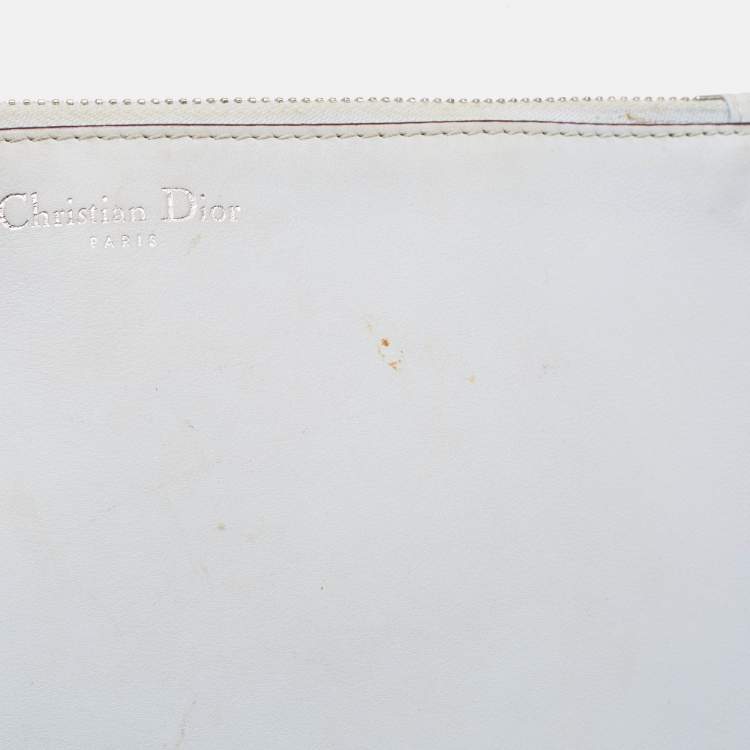 Pre Owned Dior Light Blue/Cream Leather and Python Medium Diorissimo Shopper Tote