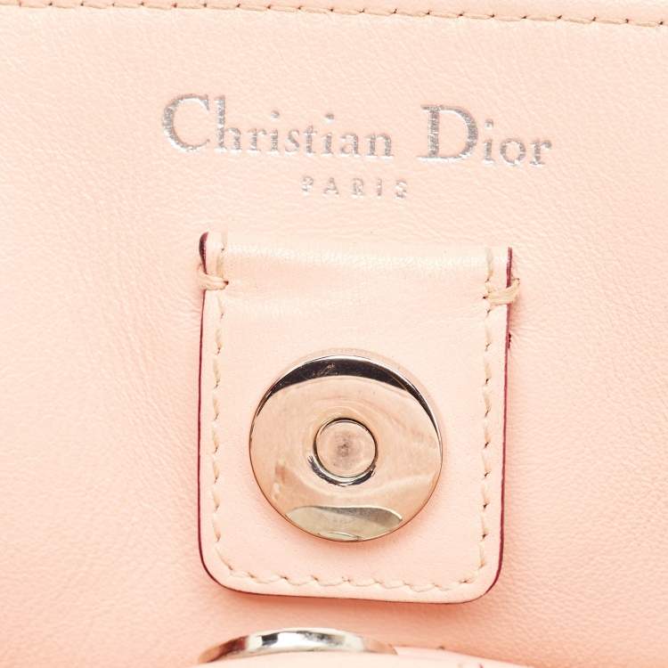 Pre Owned Dior Light Blue/Cream Leather and Python Medium Diorissimo Shopper Tote