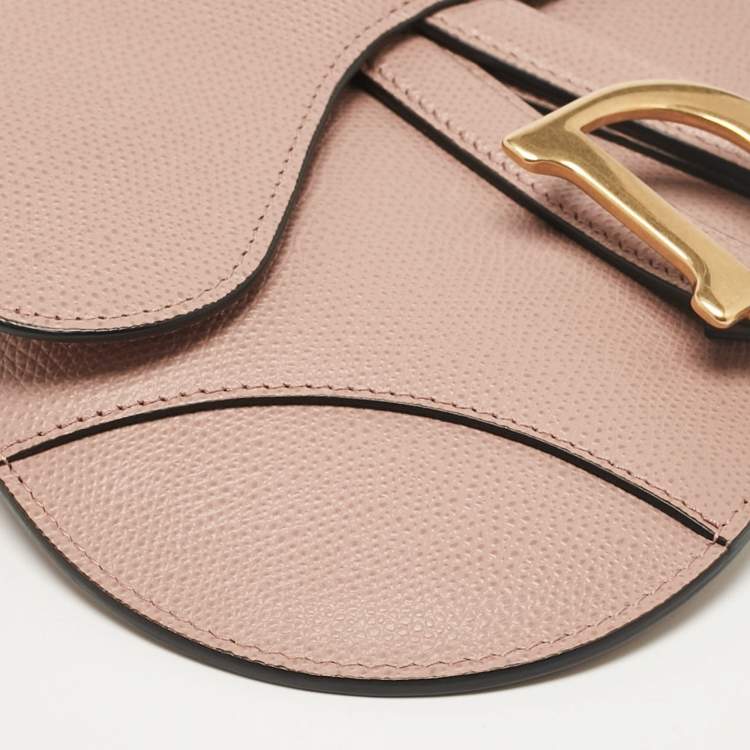 Pre Owned Dior Pink/Black Leather Saddle Belt Bag