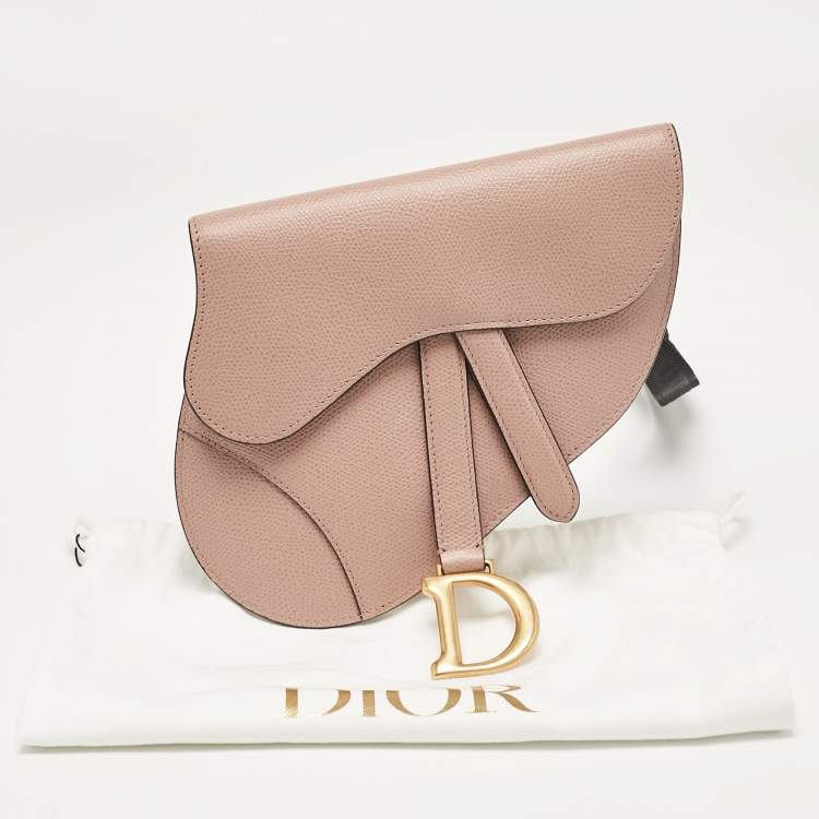 Pre Owned Dior Pink/Black Leather Saddle Belt Bag