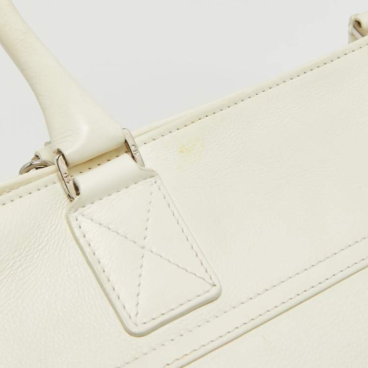 Pre Owned Dior White Leather Flight Tote