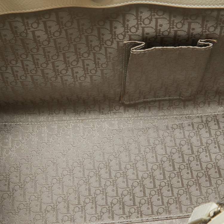 Pre Owned Dior White Leather Flight Tote