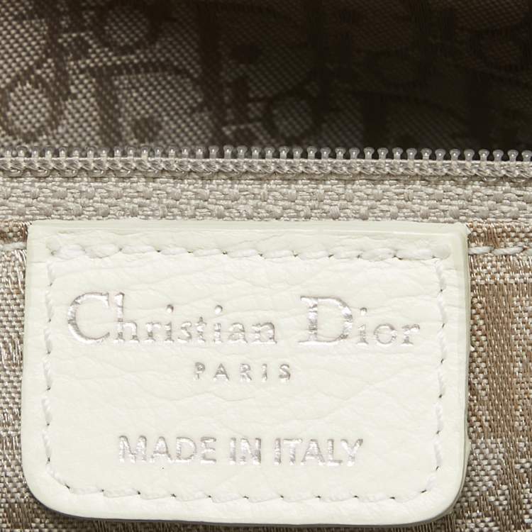 Pre Owned Dior White Leather Flight Tote