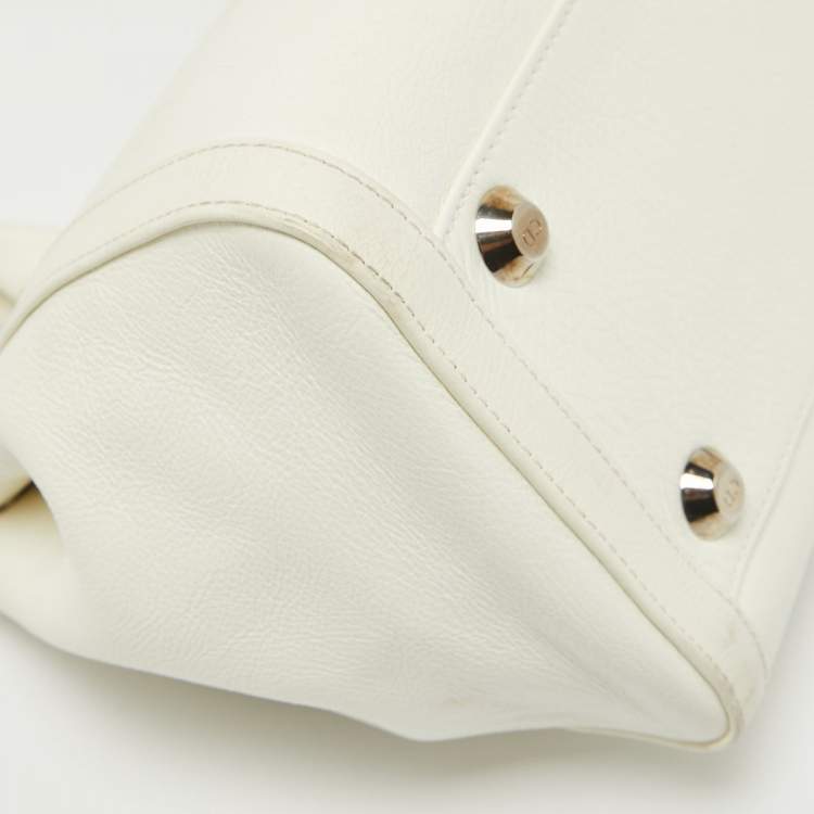 Pre Owned Dior White Leather Flight Tote