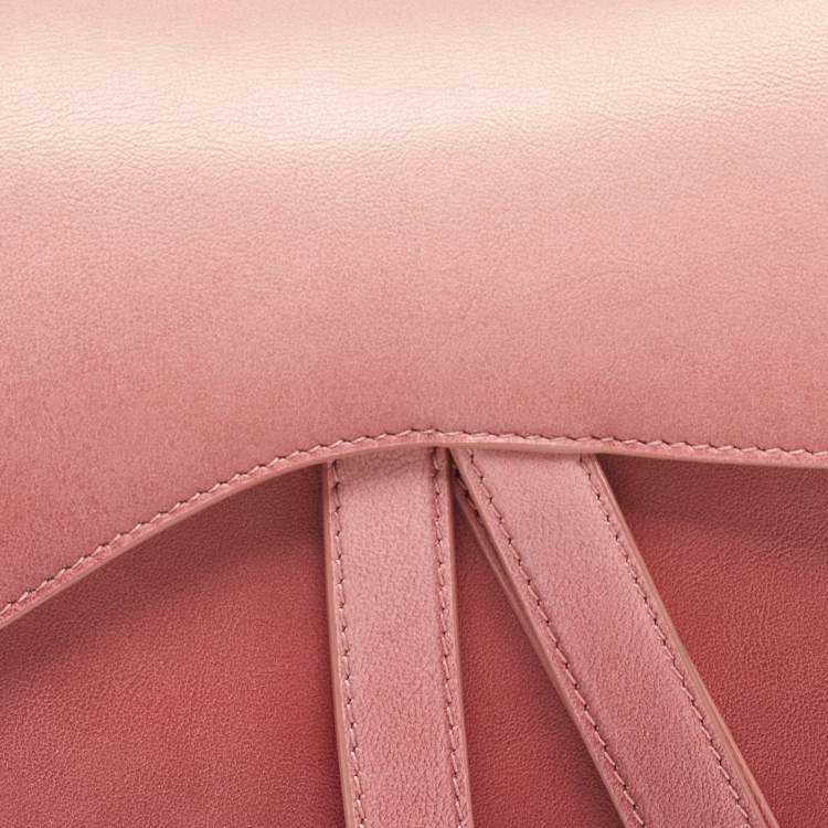 Pre Owned Dior Two-Tone Peach Leather Saddle Shoulder Bag