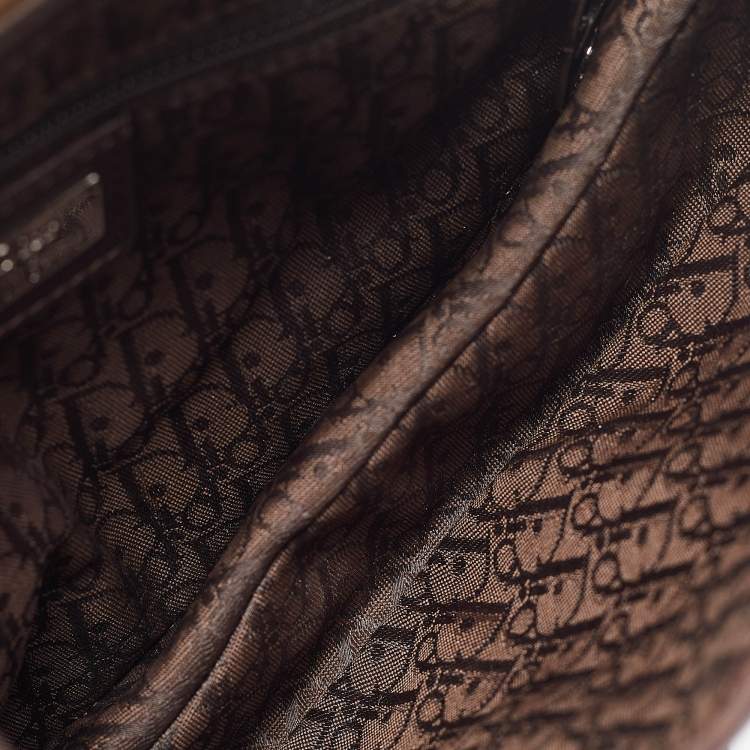 Pre Owned Dior Brown Embroidered Suede and Leather Limited Edition 0167 Embellished Saddle Bag