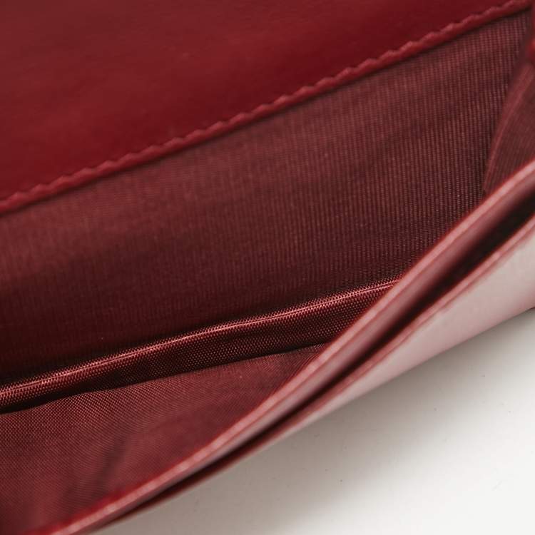 Pre Owned Dior Red Cannage Patent Leather Lady Dior Flap Card Holder
