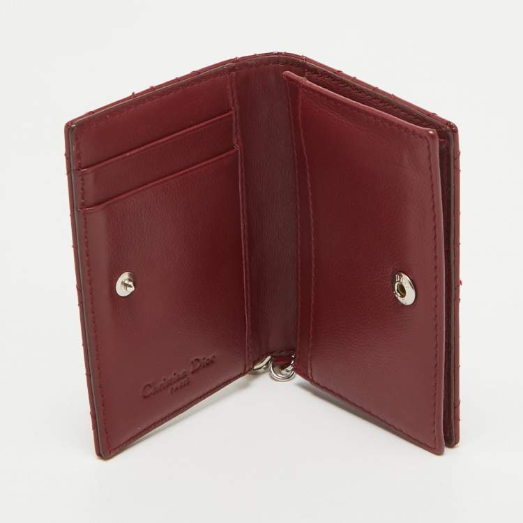 Pre Owned Dior Red Cannage Patent Leather Lady Dior Flap Card Holder