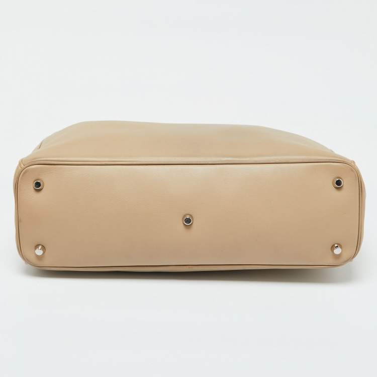 Pre Owned Dior Beige Leather Large Diorissimo Tote