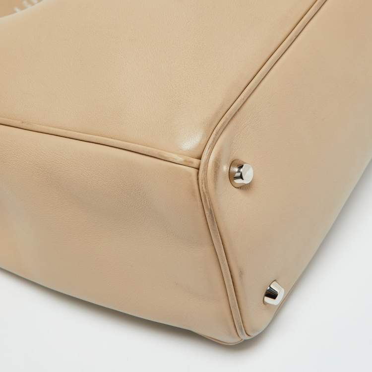 Pre Owned Dior Beige Leather Large Diorissimo Tote