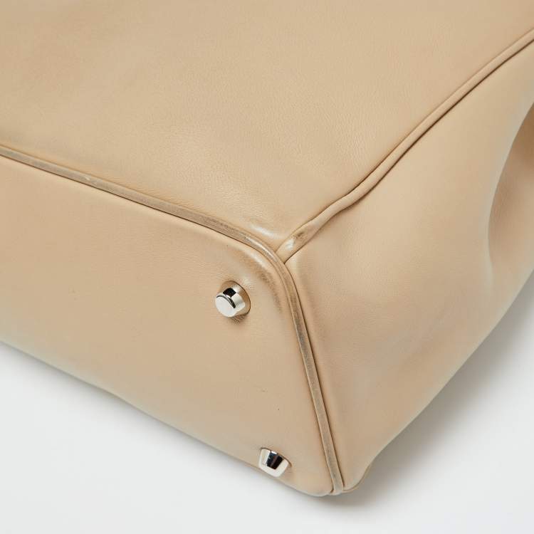 Pre Owned Dior Beige Leather Large Diorissimo Tote