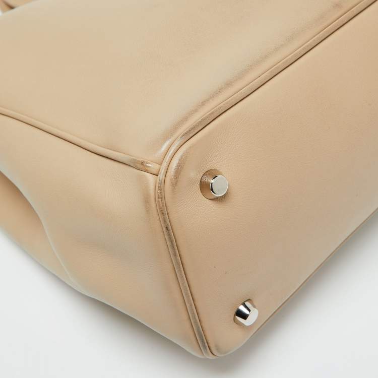 Pre Owned Dior Beige Leather Large Diorissimo Tote