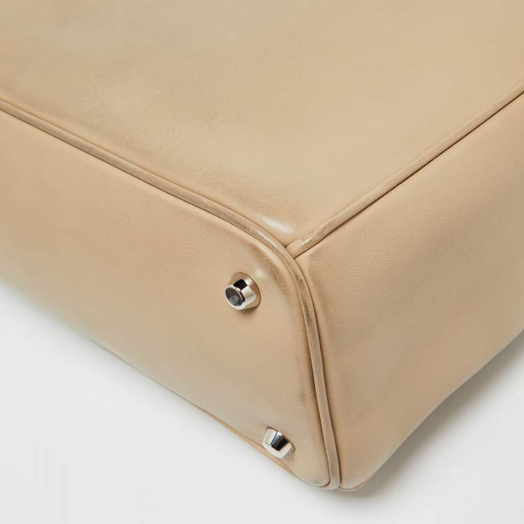 Pre Owned Dior Beige Leather Large Diorissimo Tote