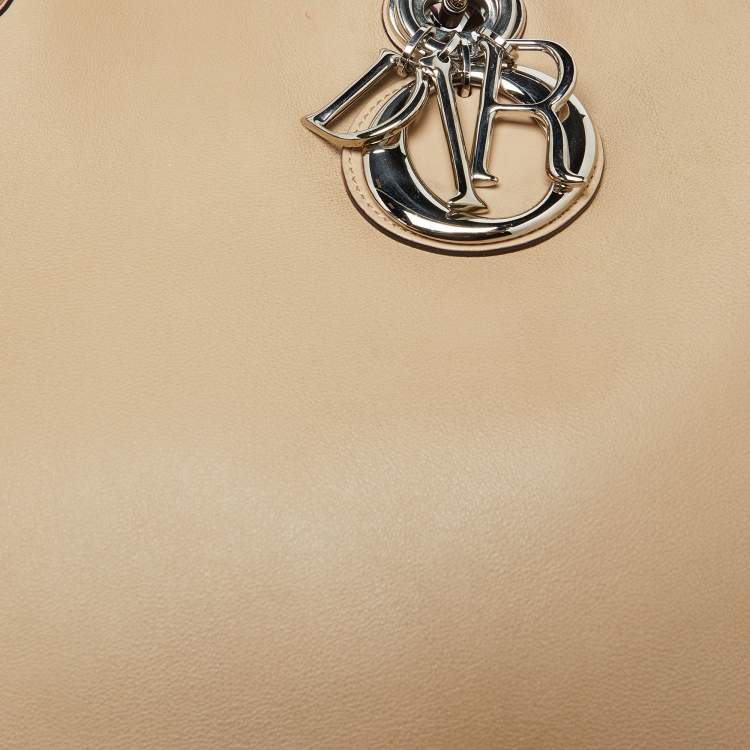 Pre Owned Dior Beige Leather Large Diorissimo Tote