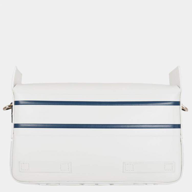 Pre Owned Christian Dior White/ Blue Small DiorCamp Messenger Bag