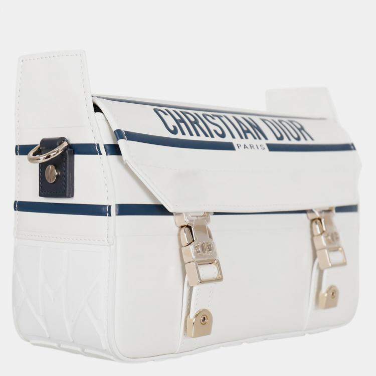 Pre Owned Christian Dior White/ Blue Small DiorCamp Messenger Bag