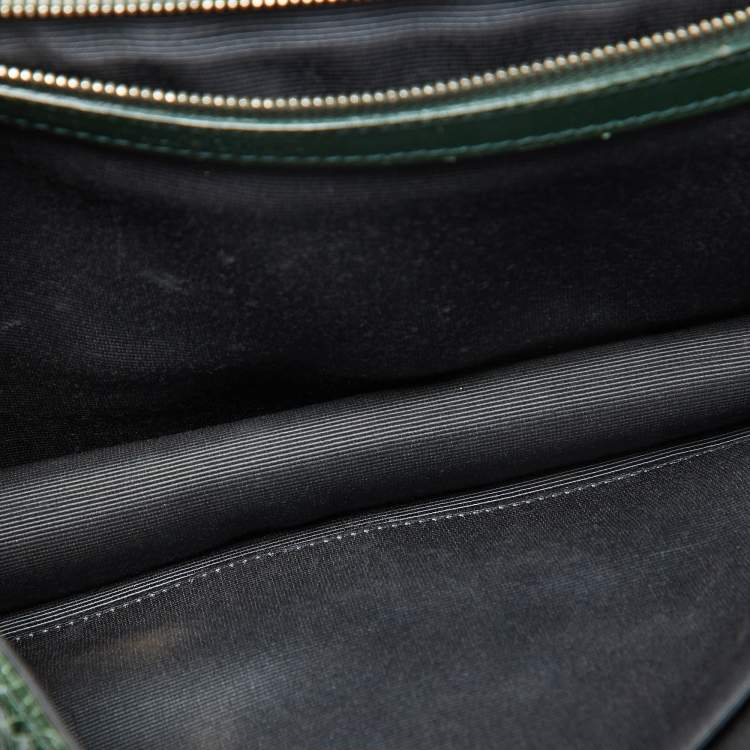 Pre Owned Dior Green Crackle Leather Large Diorama Flap Shoulder Bag