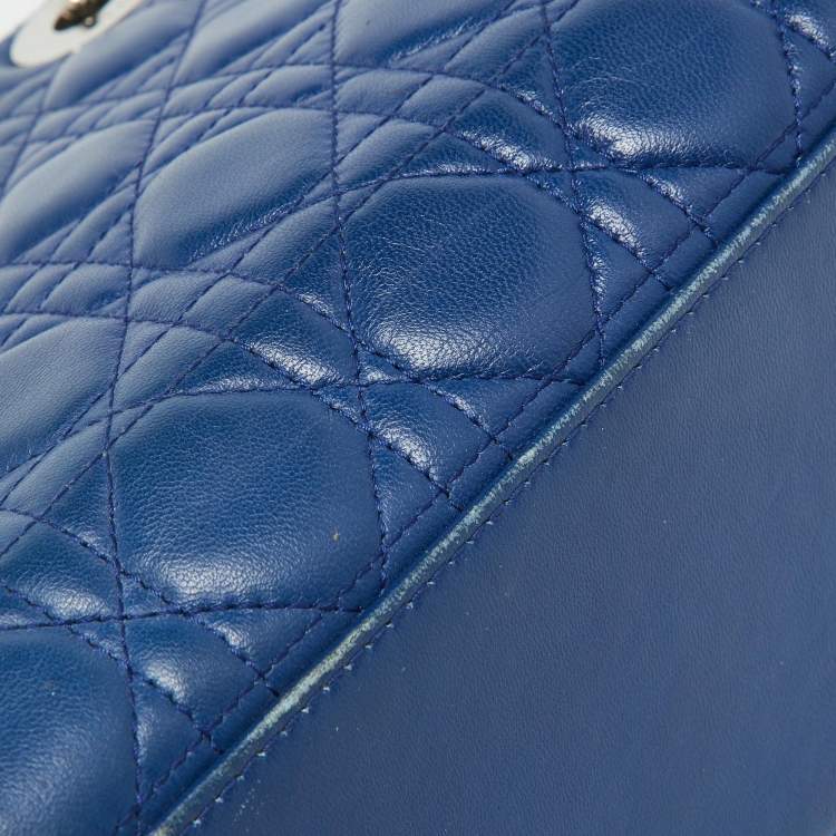 Pre Owned Dior Multicolor Cannage Leather Medium Lady Dior Tote