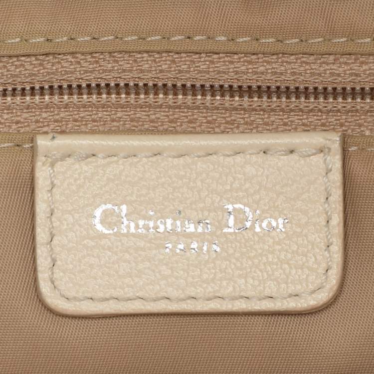 Pre Owned Dior Beige/White Oblique Canvas and Leather Floral Embroidered Saddle Shoulder Bag