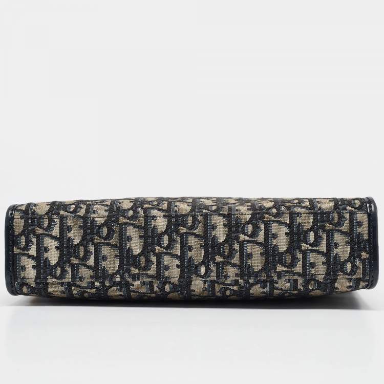 Pre Owned Dior Navy Blue Oblique Jacquard Canvas 30 Montaigne Dea Pouch