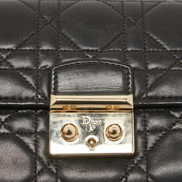 Pre Owned Dior Black Cannage Leather Rendezvous Wallet on Chain