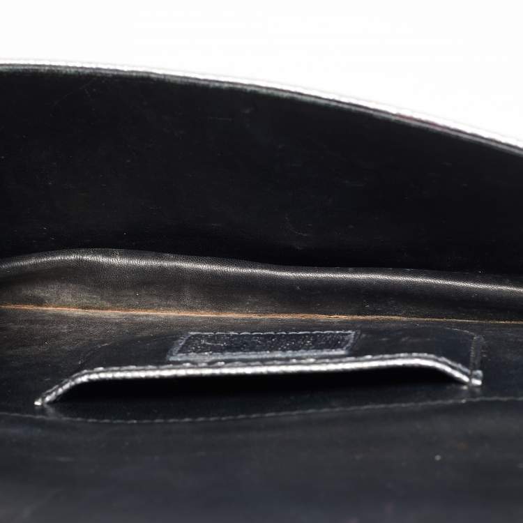 Pre Owned Dior Metallic Grey Lizard Lady Dior Long Chain Clutch