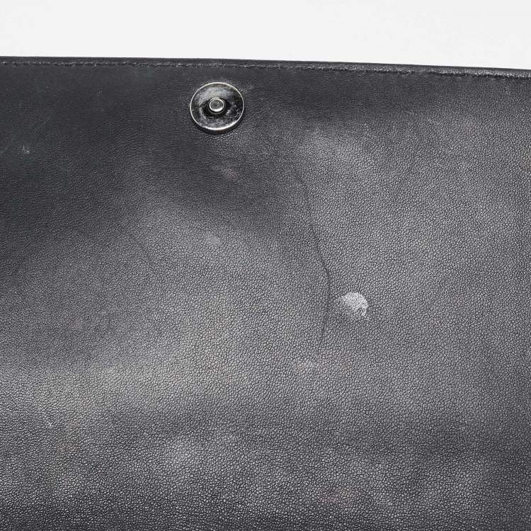 Pre Owned Dior Metallic Grey Lizard Lady Dior Long Chain Clutch