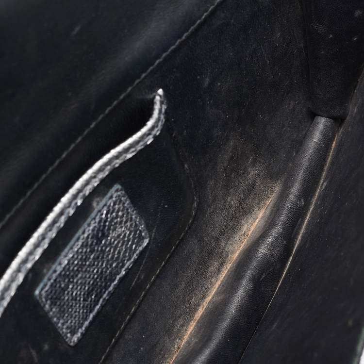 Pre Owned Dior Metallic Grey Lizard Lady Dior Long Chain Clutch