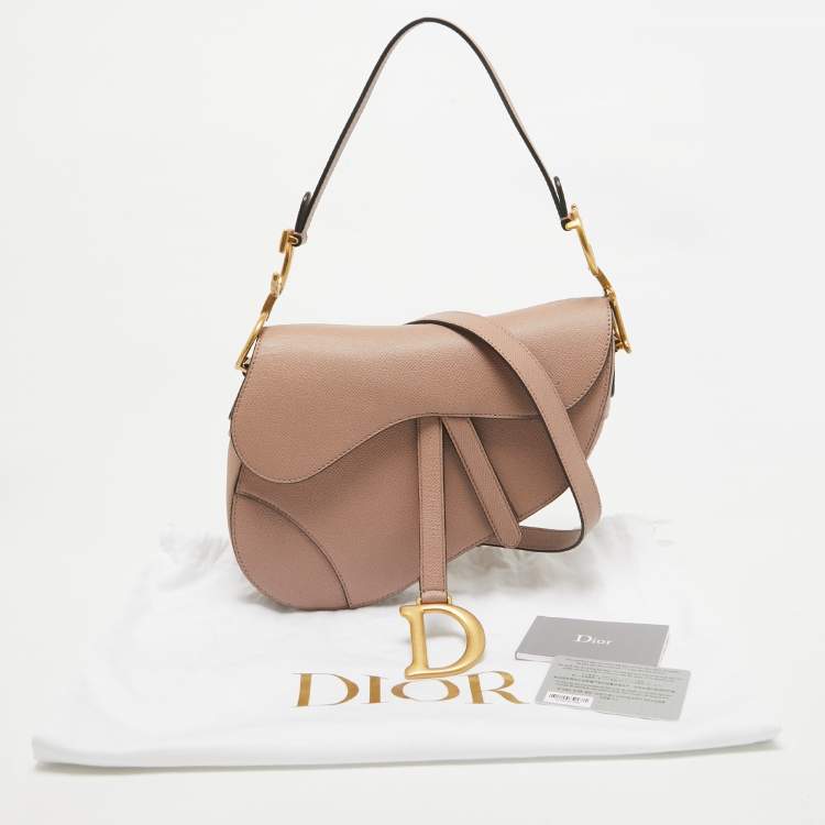 Pre Owned Dior Old Rose Leather Saddle Shoulder Bag