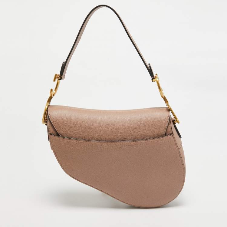 Pre Owned Dior Old Rose Leather Saddle Shoulder Bag