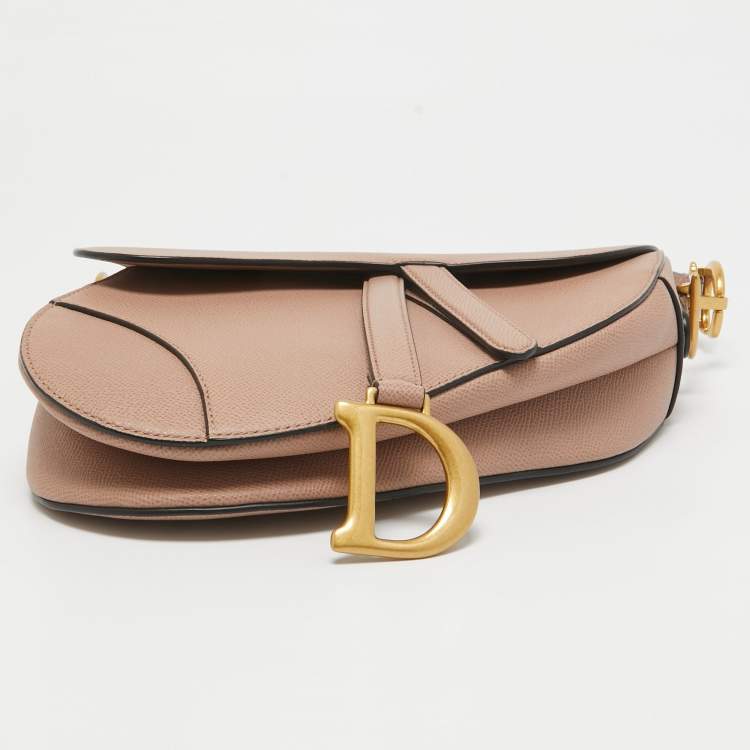 Pre Owned Dior Old Rose Leather Saddle Shoulder Bag