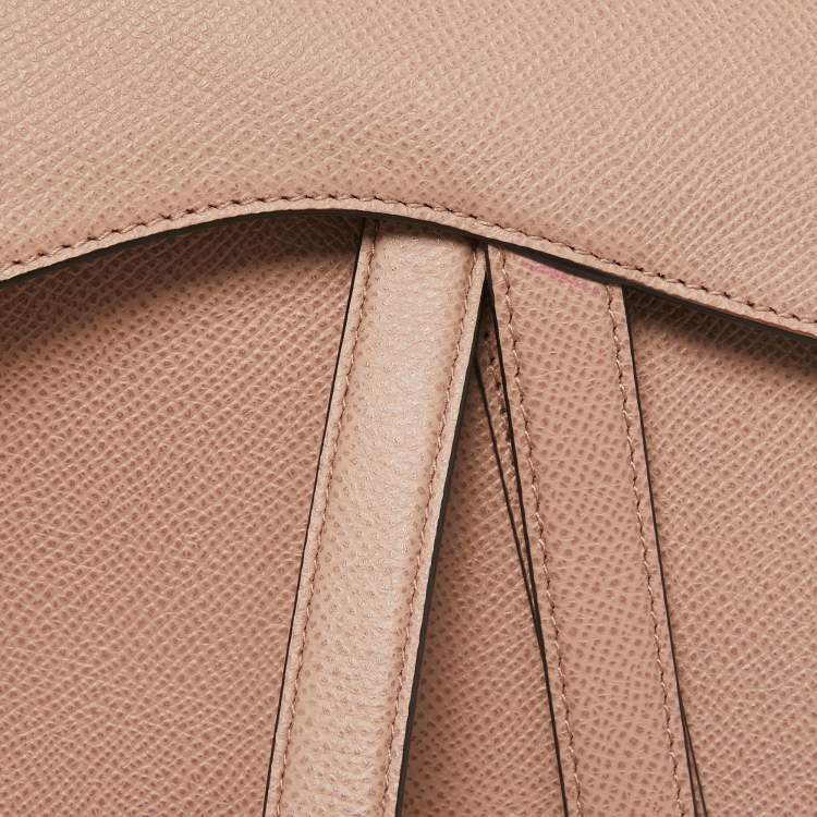 Pre Owned Dior Old Rose Leather Saddle Shoulder Bag