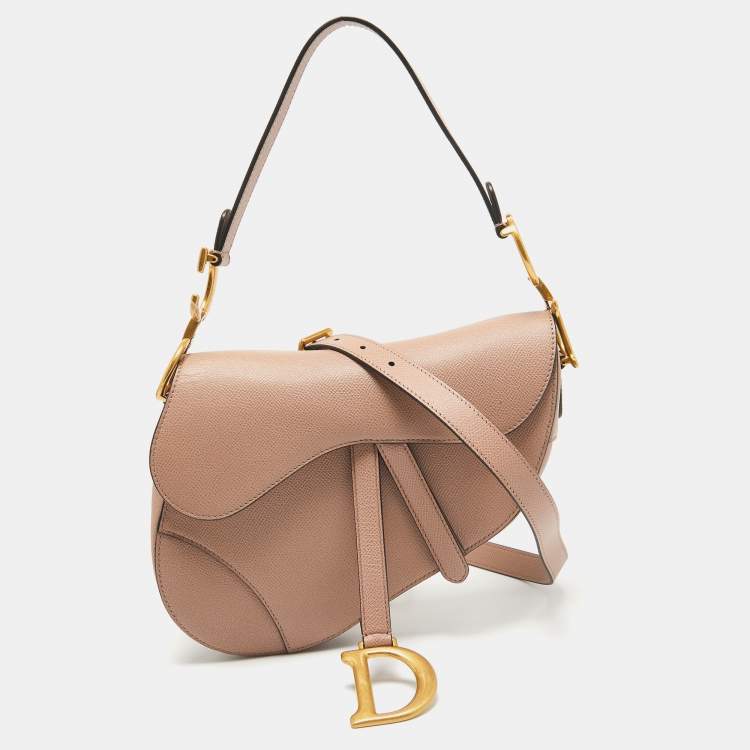 Pre Owned Dior Old Rose Leather Saddle Shoulder Bag