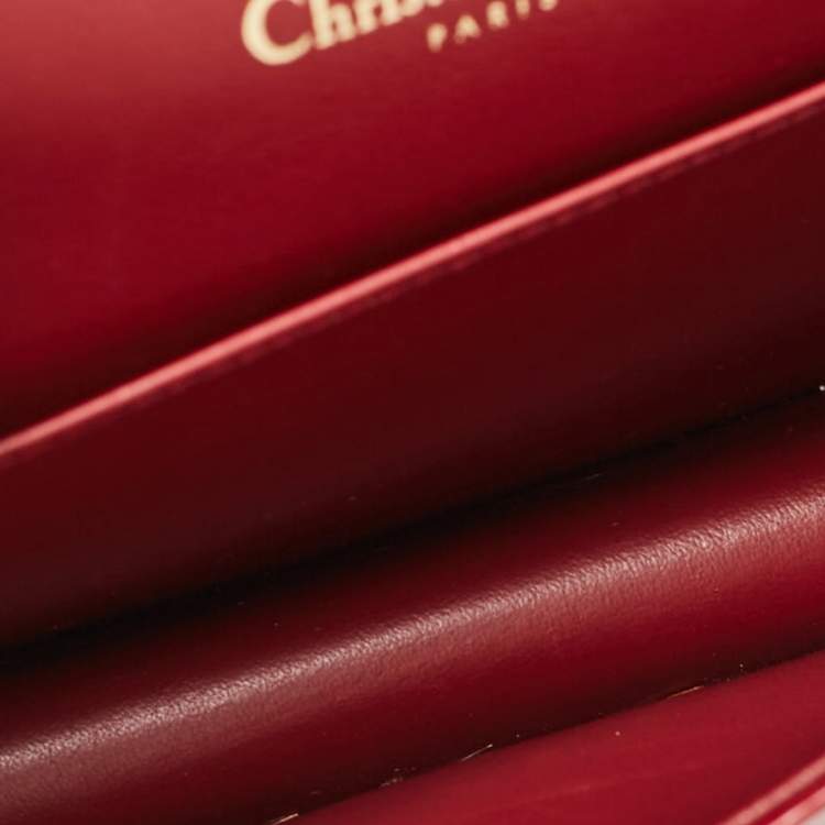 Pre Owned Dior Red Cannage Patent Leather Lady Dior Chain Pouch