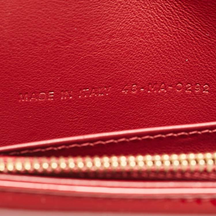 Pre Owned Dior Red Cannage Patent Leather Lady Dior Chain Pouch