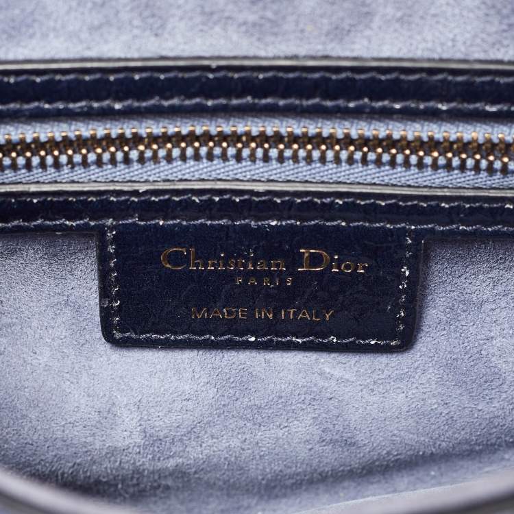 Pre Owned Dior Navy Blue Snakeskin Leather Classic Saddle Bag