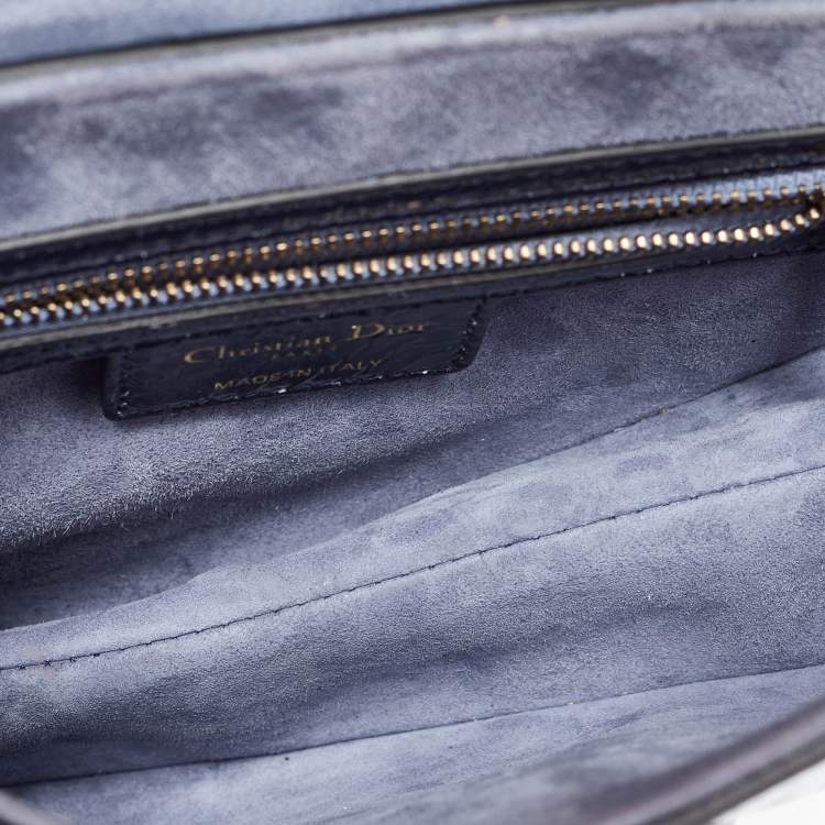 Pre Owned Dior Navy Blue Snakeskin Leather Classic Saddle Bag