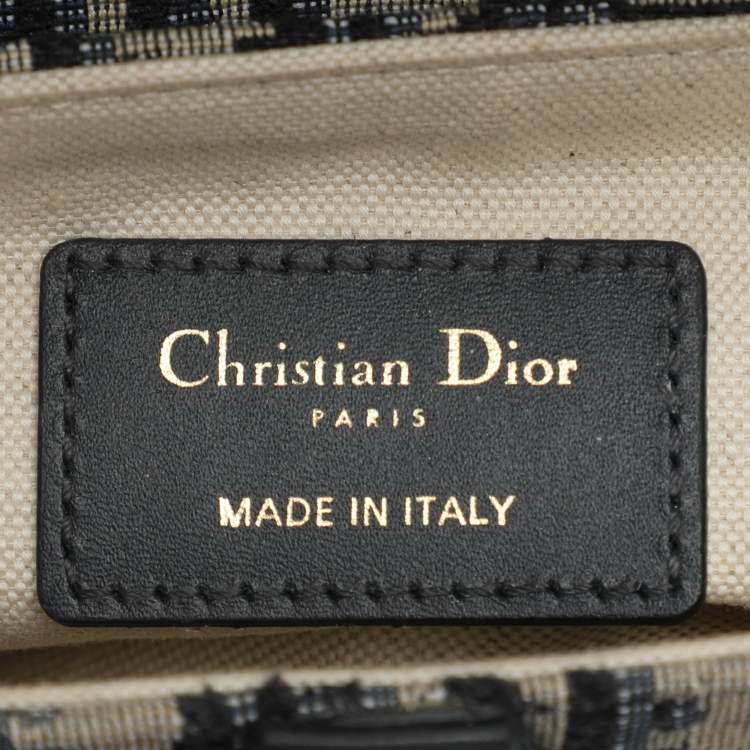 Pre Owned Dior Navy Blue Oblique Canvas and Leather Mini Saddle Bag