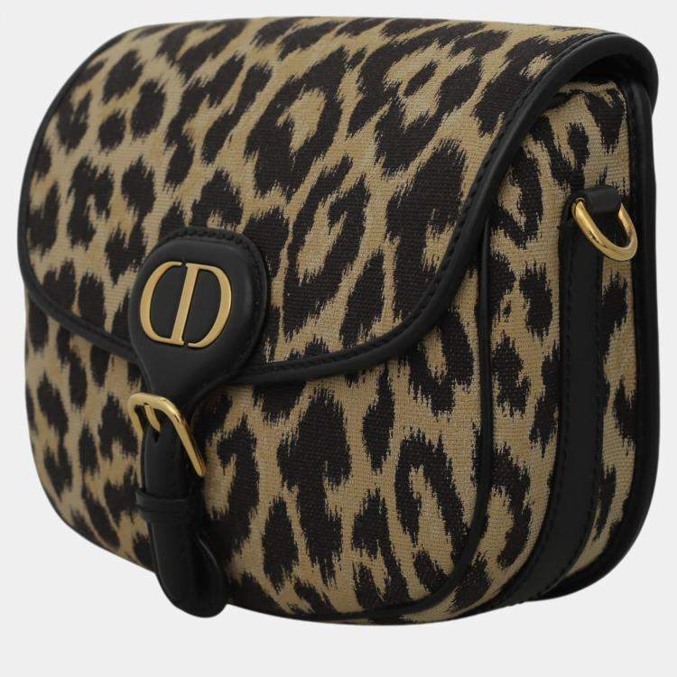 Pre Owned Dior Black, Beige Canvas Leopard Bobby Bag 