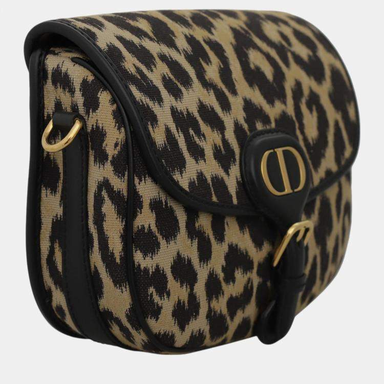 Pre Owned Dior Black, Beige Canvas Leopard Bobby Bag 