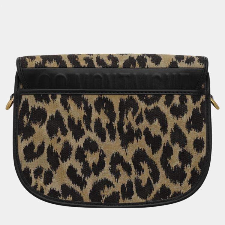 Pre Owned Dior Black, Beige Canvas Leopard Bobby Bag 