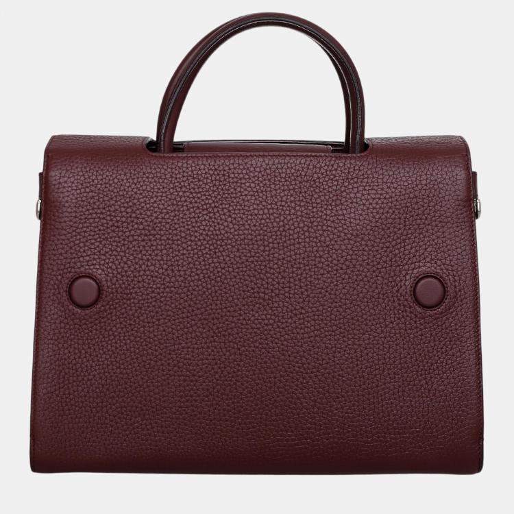 Pre Owned Christian Dior Burgundy Pebbled Leather Medium Diorever Bag