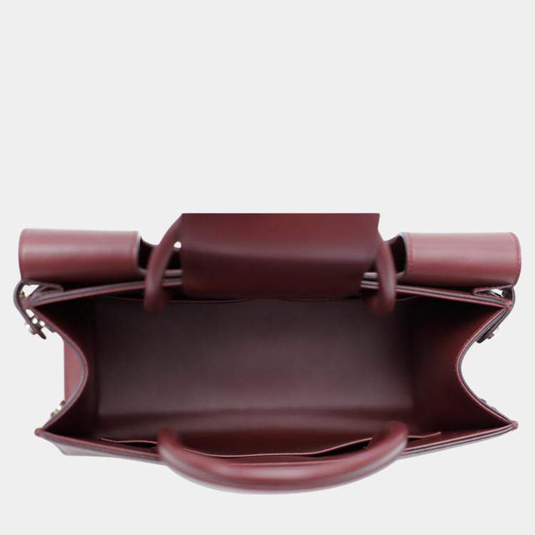 Pre Owned Christian Dior Burgundy Pebbled Leather Medium Diorever Bag