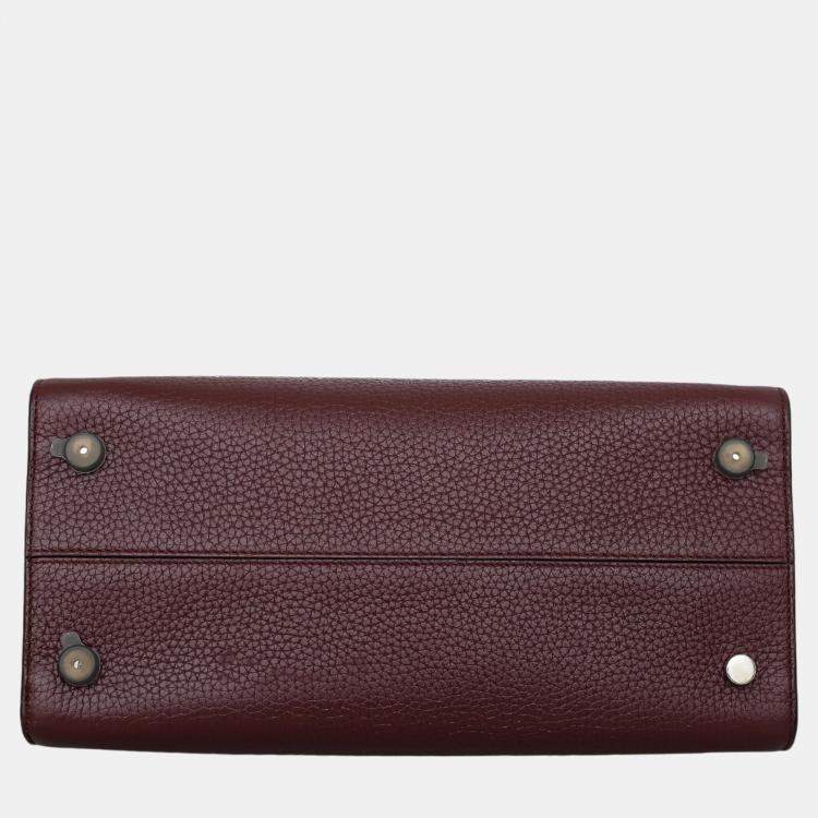 Pre Owned Christian Dior Burgundy Pebbled Leather Medium Diorever Bag
