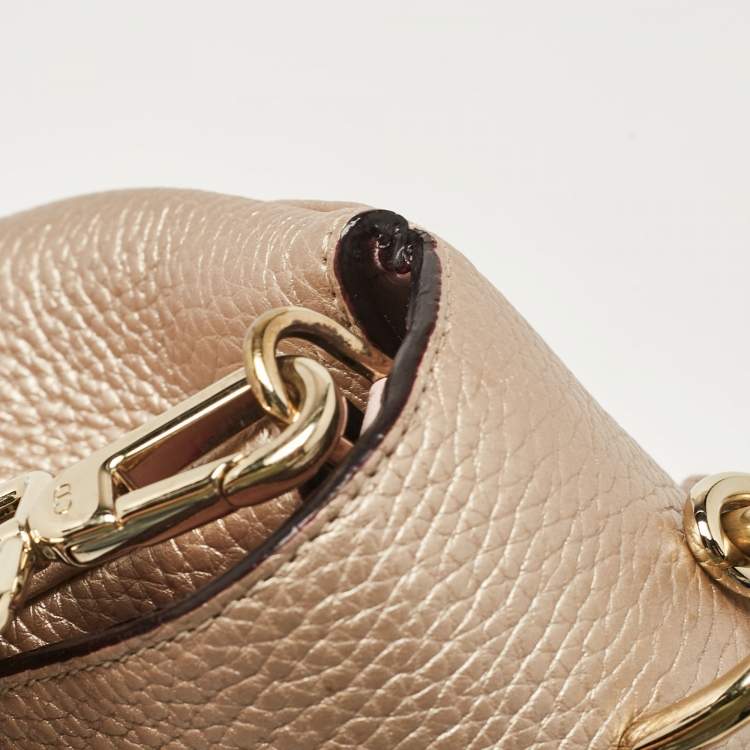 Pre Owned Dior Bronze Leather Mini Be Dior Top Handle Bag