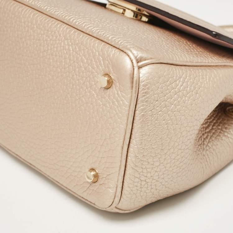 Pre Owned Dior Bronze Leather Mini Be Dior Top Handle Bag
