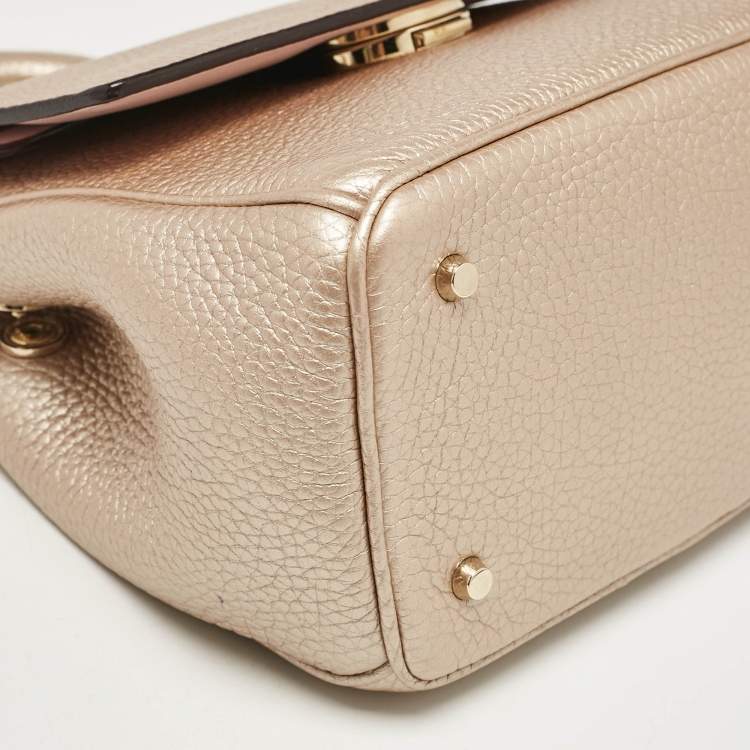 Pre Owned Dior Bronze Leather Mini Be Dior Top Handle Bag