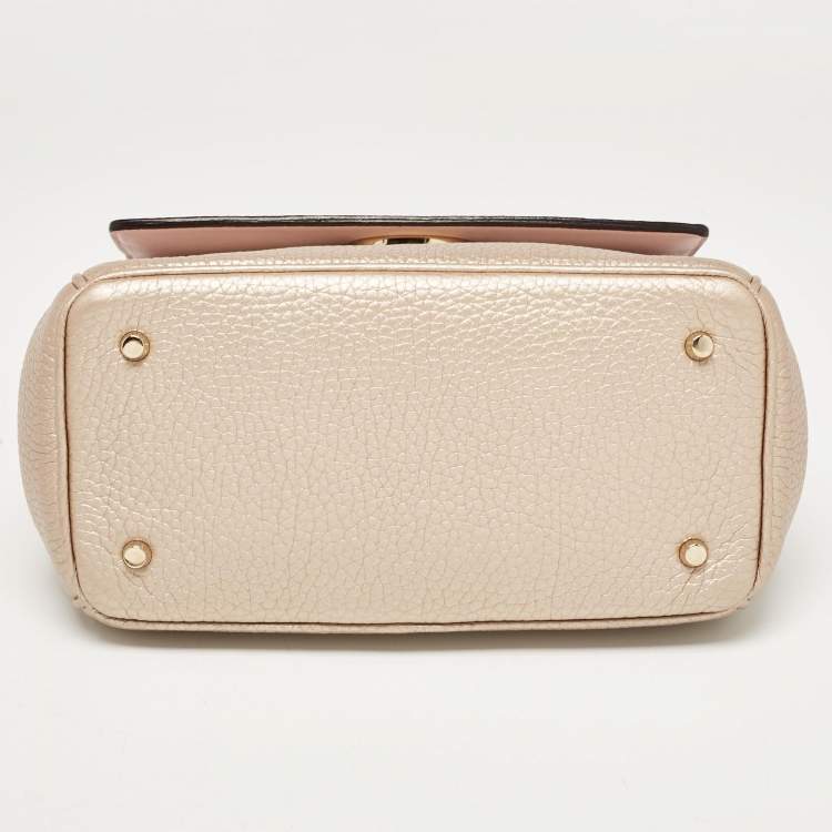 Pre Owned Dior Bronze Leather Mini Be Dior Top Handle Bag