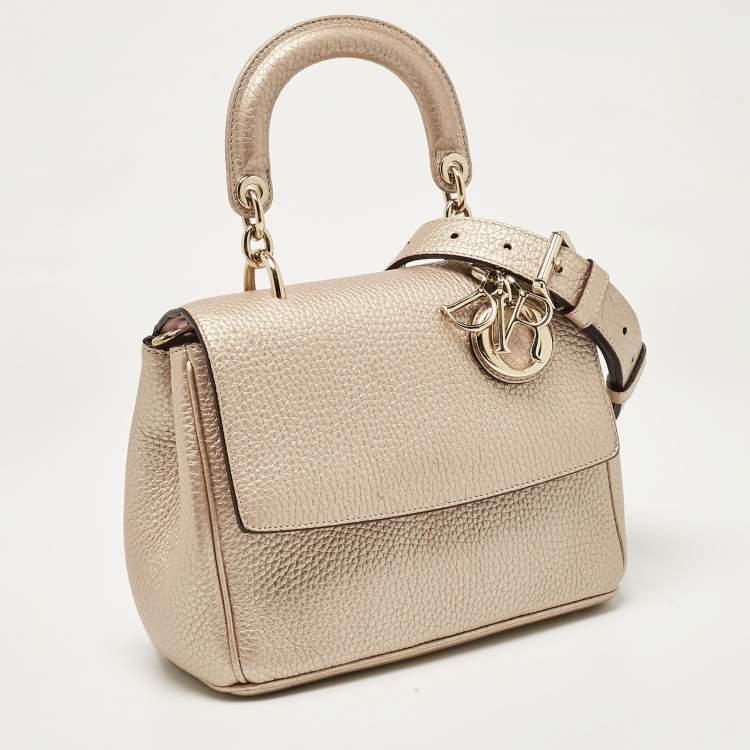 Pre Owned Dior Bronze Leather Mini Be Dior Top Handle Bag