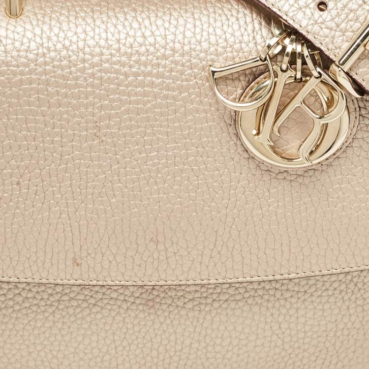 Pre Owned Dior Bronze Leather Mini Be Dior Top Handle Bag